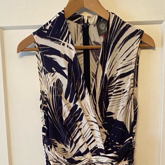Sleeveless maxi dress navy blue palm design - Picture 2 of 3